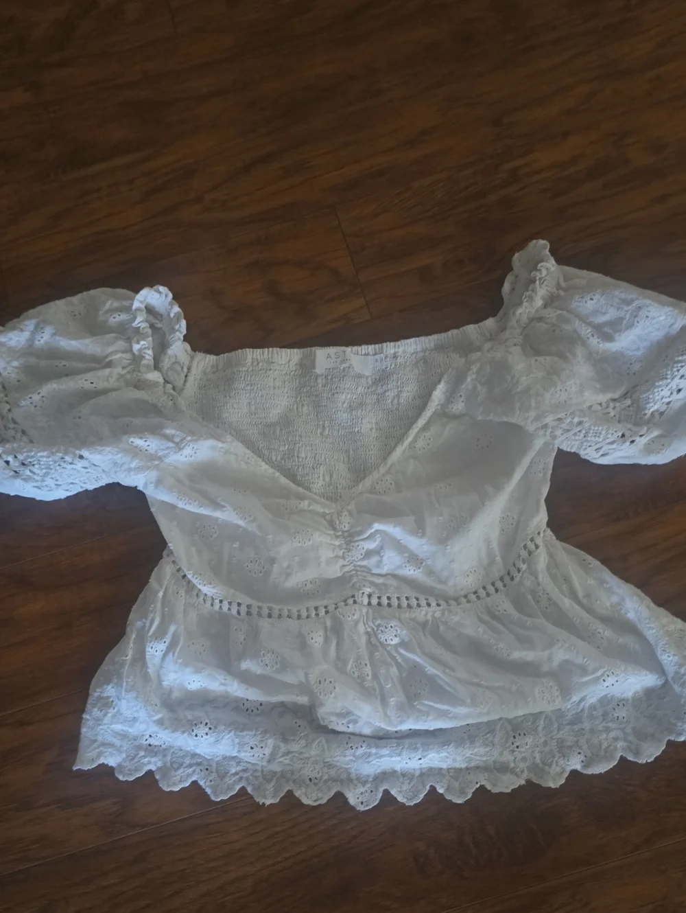 ASTR White Eyelet Peplum Blouse